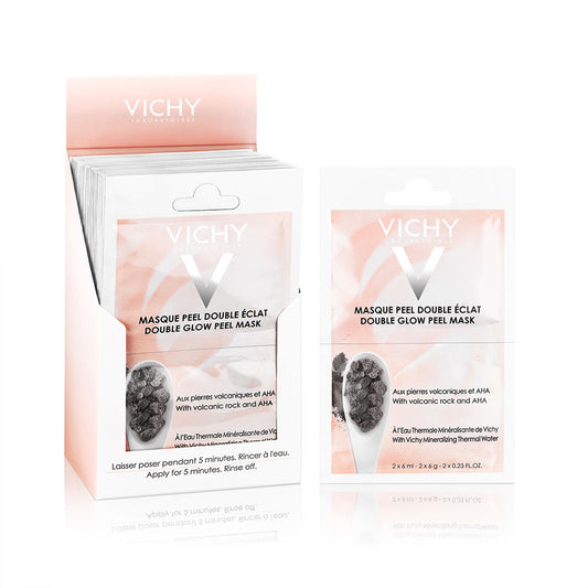vichy masque mineral bidose peel double eclat tous types de peaux 2 x 6ml
